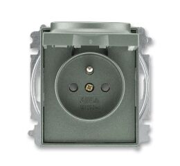 Time®Arbo 6619E-A06397 34 zásuvka jednonásobná s ochranným kolíkem, s clonkami, s víčkem (typ 6619) barva antracitová ABB