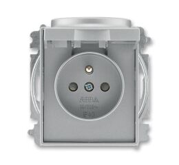 Time®Arbo 6619E-A06397 36 zásuvka jednonásobná s ochranným kolíkem, s clonkami, s víčkem (typ 6619) barva ocelová ABB