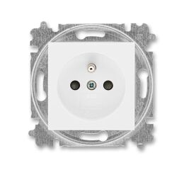 Levit®M 6619H-A06357 03 zásuvka jednonásobná s ochranným kolíkem, s clonkami (typ 6619) barva bílá / bílá ABB