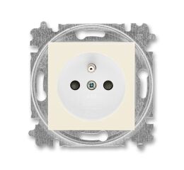 Levit®M  6619H-A06357 17 zásuvka jednonásobná s ochranným kolíkem, s clonkami (typ 6619) barva slonová kost / bílá ABB