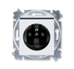 Levit®M 6619H-A06357 62 zásuvka jednonásobná s ochranným kolíkem, s clonkami (typ 6619) barva bílá / kouřová černá ABB