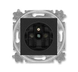 Levit®M 6619H-A06357 63 zásuvka jednonásobná s ochranným kolíkem, s clonkami (typ 6619) barva onyx / kouřová černá ABB