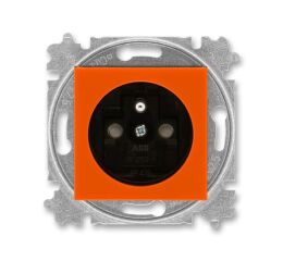 Levit®M 6619H-A06357 66 zásuvka jednonásobná s ochranným kolíkem, s clonkami (typ 6619) barva oranžová / kouřová černá ABB
