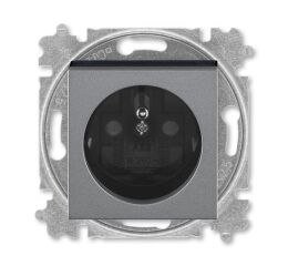 Levit®M 6619H-A06357 69 zásuvka jednonásobná s ochranným kolíkem, s clonkami barva ocelová / kouřová černá ABB
