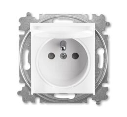 Levit®M  6619H-A06397 03 zásuvka jednonásobná s ochranným kolíkem, s clonkami, s víčkem (typ 6619) barva bílá / bílá ABB