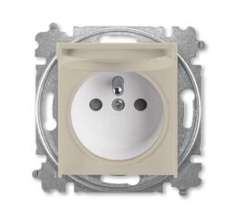 Levit®M 6619H-A06397 18 zásuvka jednonásobná s ochranným kolíkem, s clonkami, s víčkem (typ 6619) barva macchiato / bílá ABB