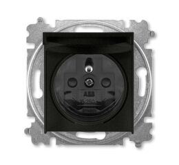 Levit®M 6619H-A06397 63 zásuvka jednonásobná s ochranným kolíkem, s clonkami, s víčkem (typ 6619) barva onyx / kouřová černá ABB