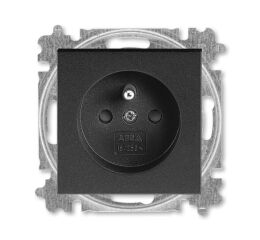 Levit®M 6619H-A06557 63 zásuvka jednonásobná 55×55, s ochranným kolíkem, s clonkami (typ 6619) barva onyx ABB