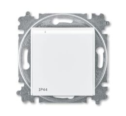 Levit®  6619H-A06997 03 zásuvka jednonásobná s ochranným kolíkem, s clonkami, s víčkem (IP44) bílá / bílá ABB