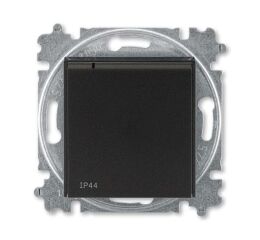 Levit®  6619H-A06997 63 zásuvka jednonásobná s ochranným kolíkem, s clonkami, s víčkem (IP44) onyx / kouřová černá ABB