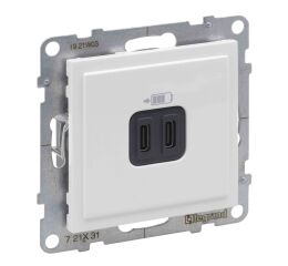 SUNO nabiječka USB dvojitá C+C barva bílá *721131 Legrand