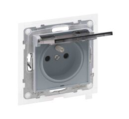 SUNO zásuvka 2P+T dětská ochr.klapka IP44 automat.svorky barva hliník *721386 Legrand