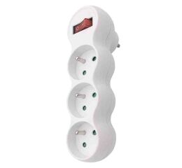 Solight rozbočka s podpěrou, 3 x 10A, bílá, vypínač *P102