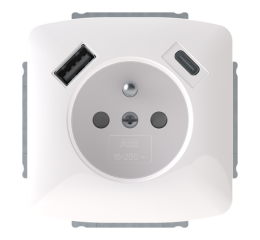 Tango 5569A-A32357 B zásuvka jednonásobná s kolíkem, s clonkami, s nabíjením USB-A, USB-C barva  bílá *ABB