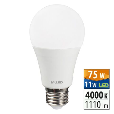 LED zarovka 11 W, E27, 4000 K, CRI 80, vyzar. uhel 180 ?, sv. tok 1110 lm, PF 0,5, 80 mA
