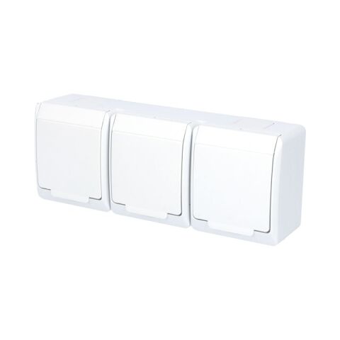 GALATEA *5323-02 IP44 Zásuvka 3x 2P+PE, 3-násobná vodorovná (bílá).