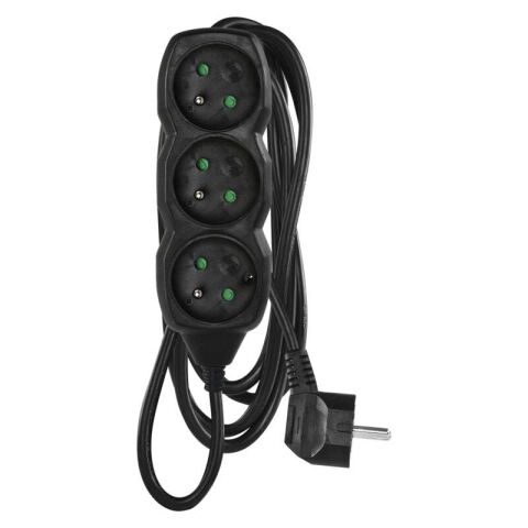 Prodlužovací kabel 3 zásuvky 3m, černý PC0313