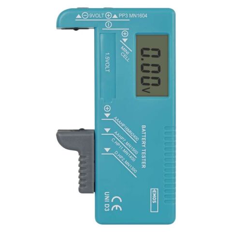 Univerzální tester baterií AA,AAA,C,D,9V, knoflíkové