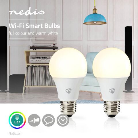 Žárovka SmartLife WiFi 2xE27/6W volba barev + teplá bílá svítivost 470 lumen sada 2ks *WIFILC21WTE27 Nedis