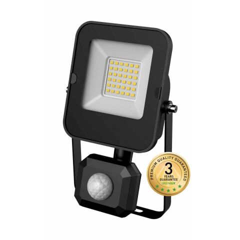 Reflektor LED ALFA PIR SMD 20W NW s PIR čidlem pohybu barva černá GXLR053 Greenlux