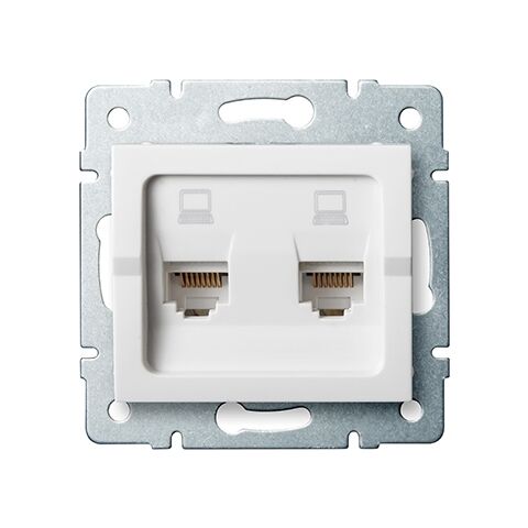 Zásuvka LOGI 2xRJ45Cat 5e Jack dvojnásobná datová nezávislá barva bílá 25110 Kanlux