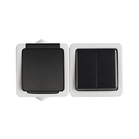 Vypínač TEKNO 05-3520-143 sz lustrový vypínač + zásuvka se záslepkou horizontální barva černá 25359 Kanlux