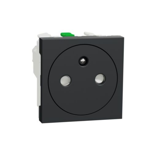 Unica - Zásuvka skrytá 250V/16A 2P+E, clonky, bezšroubová, Antracit *NU305254E