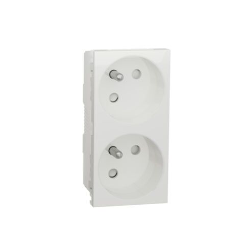 Unica - Zásuvka dvojitá 45 250V/16A 2x2P+E, clonky, bezšroubová, Bílá *NU306918