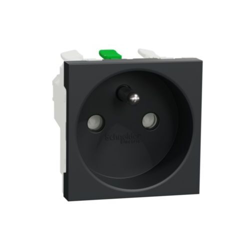 Unica - Zásuvka 250V/16A 2P+E, clonky, bezšroubová, Antracit *NU305954E