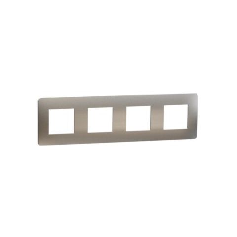 Unica Studio Metal - Krycí rámeček čtyřnásobný, White Aluminium/Bílý *NU280855M