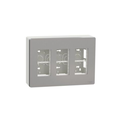 Unica System+ - Centrální jednotka 3x4 moduly vertikální povrchová, Aluminium *NU123430