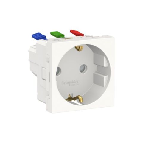Unica - Zásuvka SCHUKO 2P+E 250V/16A, clonky, bezšroubová, Bílá *NU305718