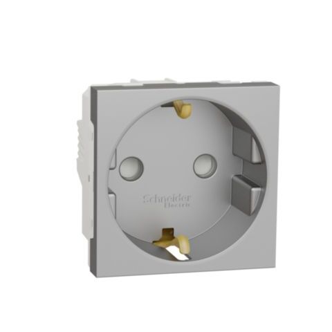 Unica - Zásuvka SCHUKO 2P+E 250V/16A, clonky, šroubová, Aluminium *NU303730
