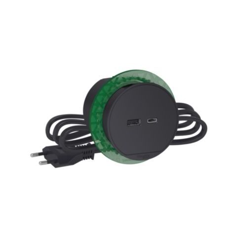 Unica System+ - Stolní box XS s nabíječkou USB A/C 3.1A, zápustný, Antracit *INS44009 Schneider Electric