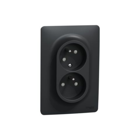 Unica - Dvojzásuvka pootočená 16A 230V, Antracit *NU206554