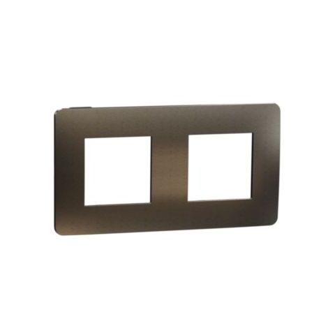 Unica Studio Metal - Krycí rámeček dvojnásobný, Dark Aluminium/Černý *NU280453M