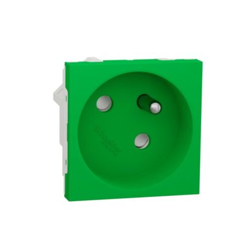 Unica - Zásuvka 45 250V/16A 2P+E, clonky, bezšroubová, Zelená *NU304906