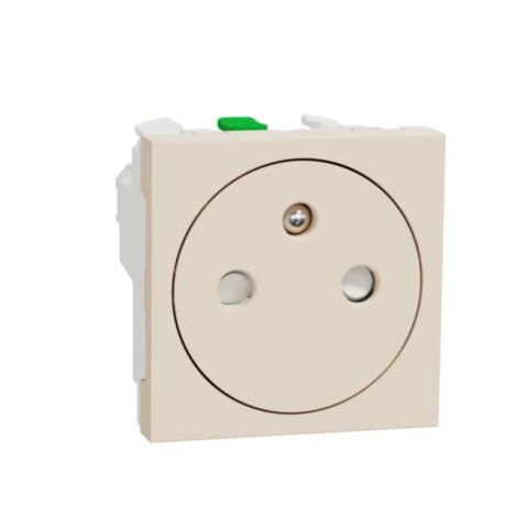 Unica - Zásuvka skrytá 250V/16A 2P+E, clonky, bezšroubová, Béžová *NU305244E