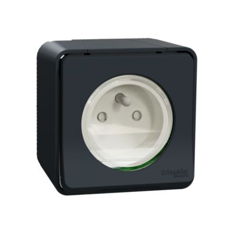 Kompletní Zásuvka 16A 2P+E, clonky, bezšroubová, IP55, antracit *MUR35031