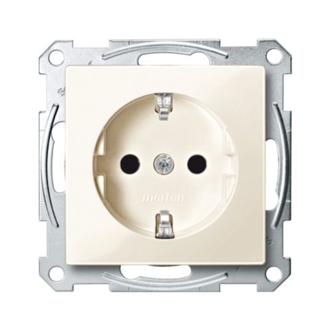 Merten - Zásuvka 250V/16A SCHUKO, bezšroubová, System M, White Cream *MTN2300-0344 Schneider
