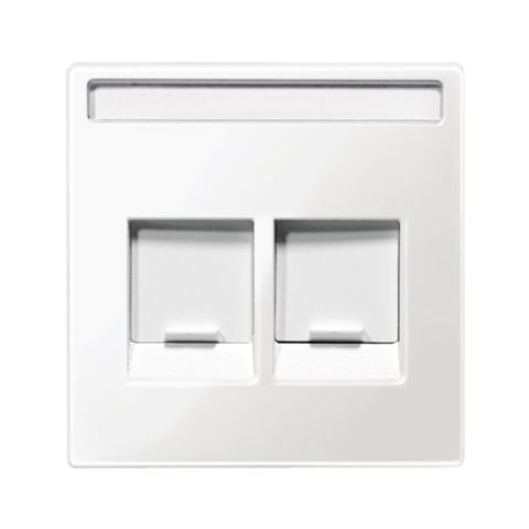 Merten - Centrální deska pro datovou zásuvku s popisovým polem, 2xRJ45, clonky, System M, Polar *MTN4564-0319 Schneider