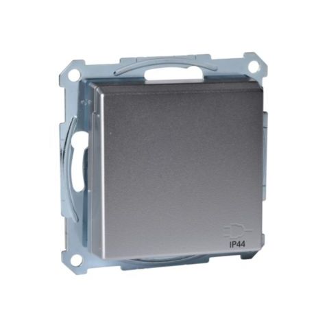 Merten - Zásuvka 250V/16A SCHUKO, bezšroubová, s víčkem IP44, System M, Aluminium *MTN2314-0460 Schneider