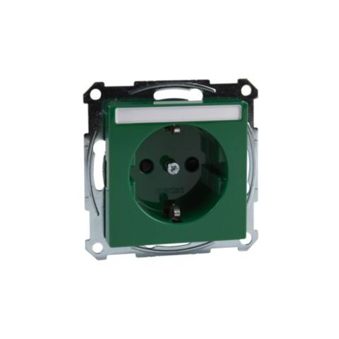 Merten - Zásuvka 250V/16A SCHUKO, bezšroubová, popisové pole, System M, zelená *MTN2302-0304 Schneider