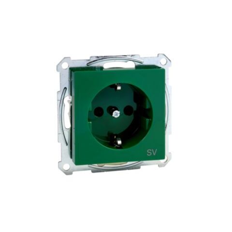 Merten - Zásuvka 250V/16A SCHUKO, bezšroubová, System M, Zelená *MTN2300-0304 Schneider