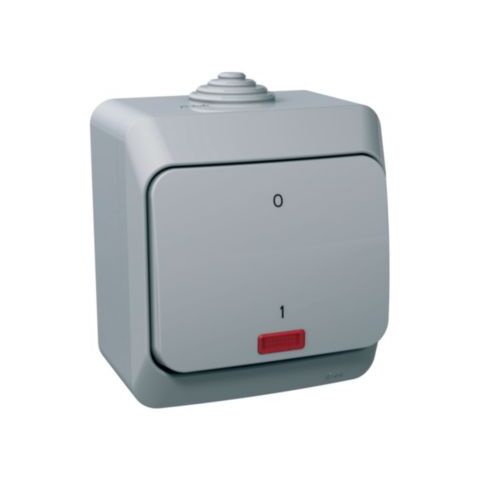 Cedar Plus IP44 - Spínač dvojpólový se signalizační kontrolkou řazení 2Ss, šedý *WDE000621 Schneider