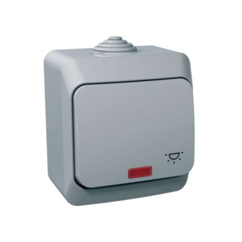 Cedar Plus IP44 - Ovládač tlačítkový s orientační kontrolkou řazení 1/0So se symbolem 