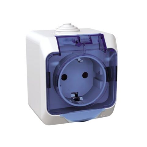 Cedar Plus IP44 - Zásuvka SCHUKO 230V 16A 2P+SE, bílá s čirým krytem *WDE000543 Schneider