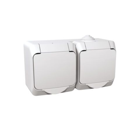 Cedar Plus IP44 - Zásuvka dvojnásobná 230V 16A 2P+SE (VDE), bílá *WDE000523 Schneider