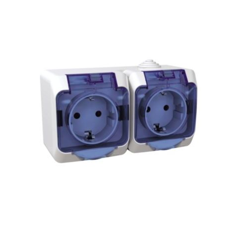 Cedar Plus IP44 - Zásuvka dvojnásobná 230V 16A 2P+SE (VDE), bílá s čirým krytem *WDE000525 Schneider