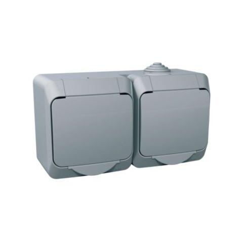 Cedar Plus IP44 - Zásuvka dvojnásobná SCHUKO 230V 16A 2P+SE, šedá *WDE000623 Schneider
